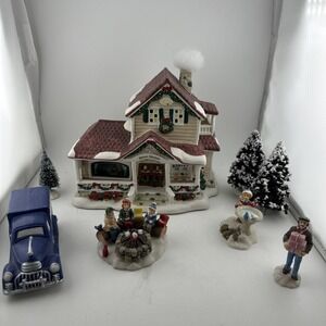 Brass Key Snowflake Falls Lighted Sweet Shoppe 8pc Village Set Christmas VTG